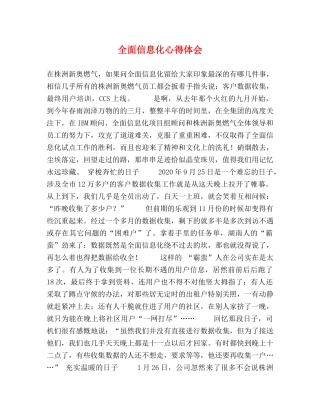 全面信息化心得体会 