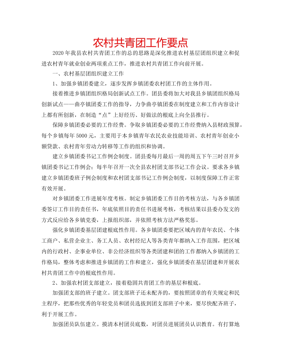 农村共青团工作要点 _第1页