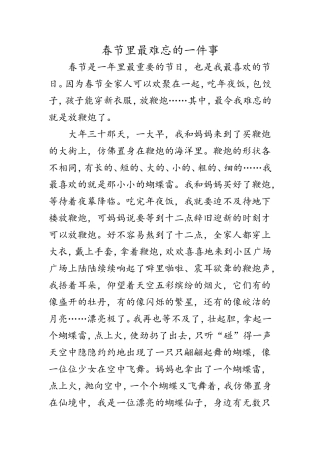 春节里最难忘的一件事