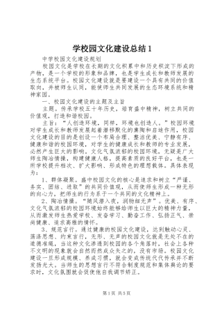 学校园文化建设总结1 