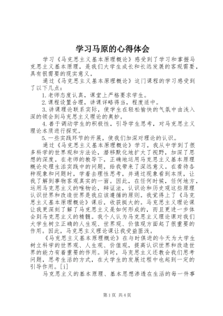 学习马原的体会心得