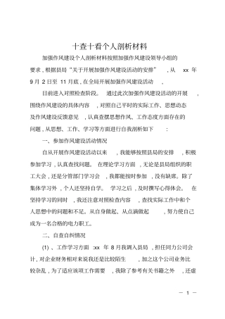 十查十看个人剖析材料