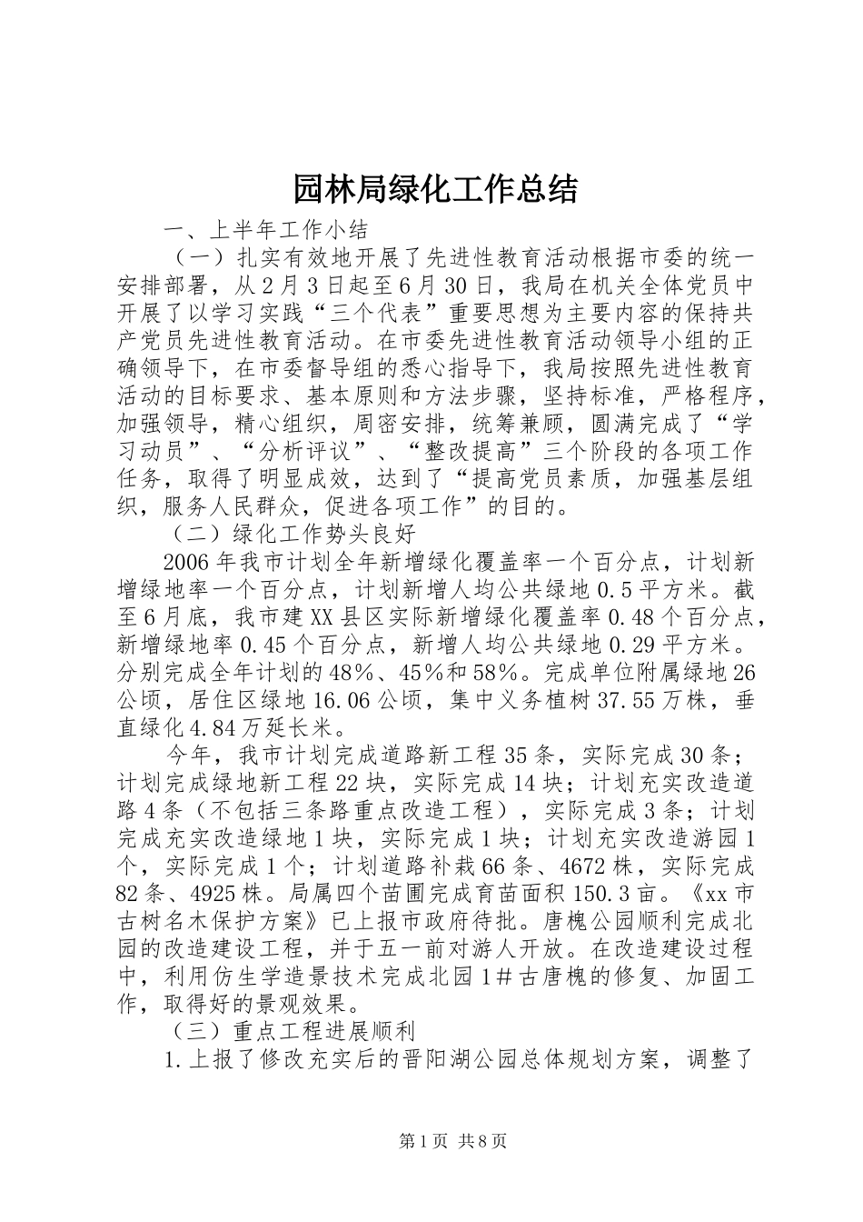 园林局绿化工作总结 _第1页
