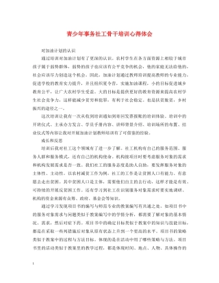 青少年事务社工骨干培训心得体会 