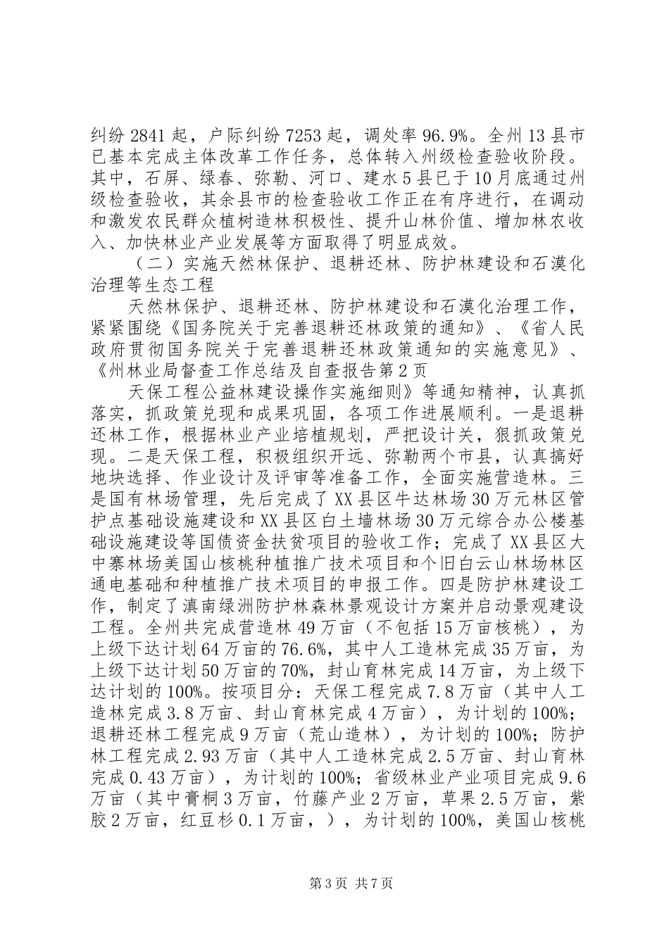 州林业局督查工作总结及自查报告 _第3页