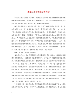 暑期三下乡实践心得体会 