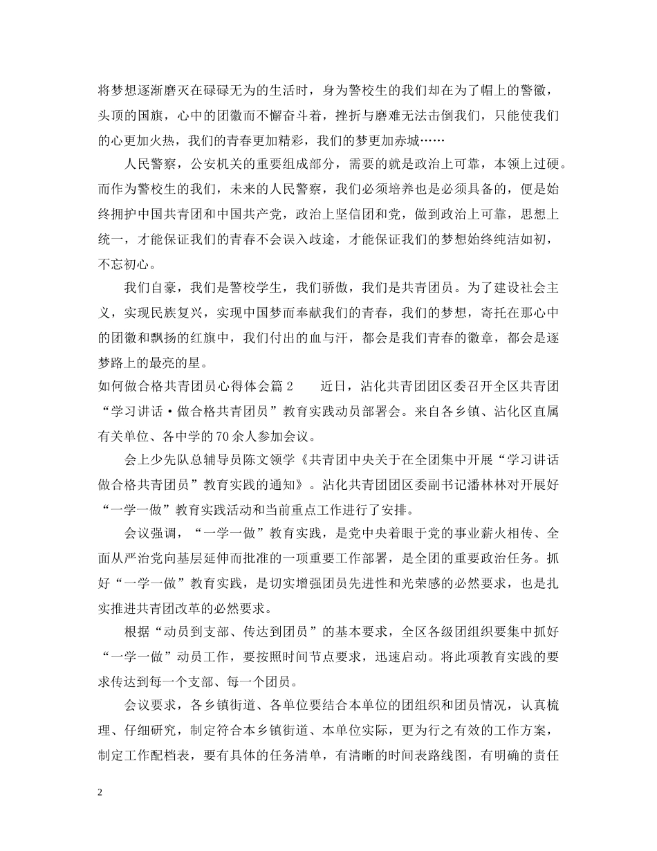 如何做合格共青团员心得体会 _第2页