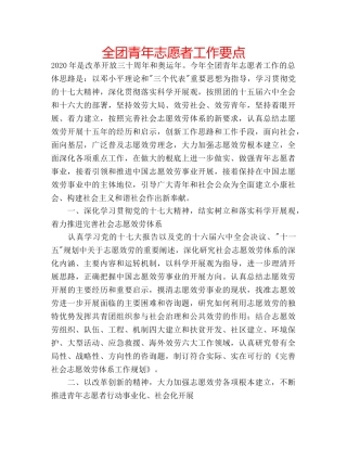 全团青年志愿者工作要点 