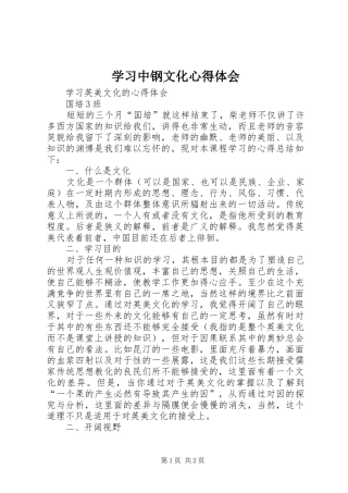 学习中钢文化体会心得