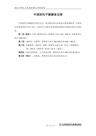 中国居民平衡膳食宝塔