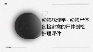 动物病理学 动物尸体剖检家禽的尸体剖检护理课件