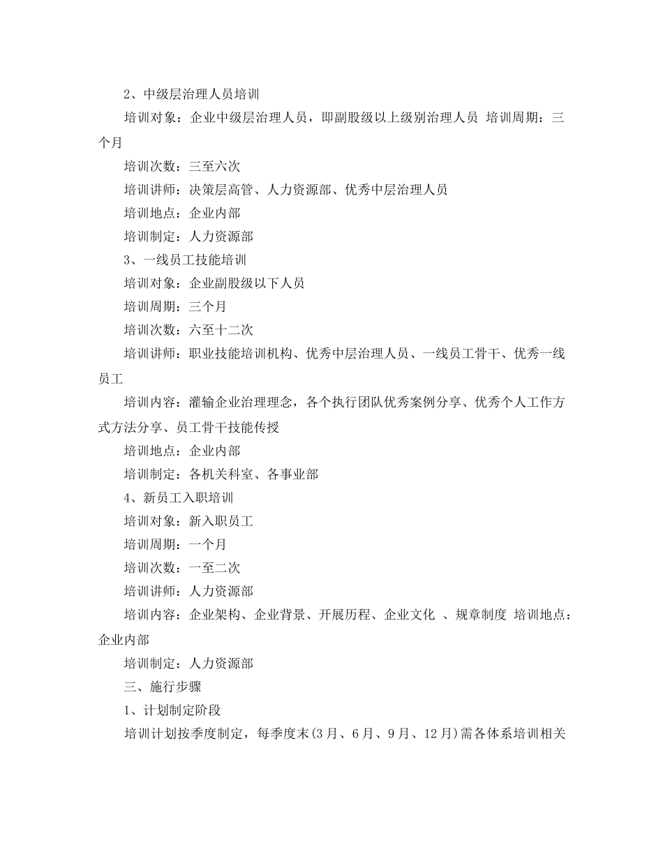 单位企业内部培训参考计划5篇 _第2页