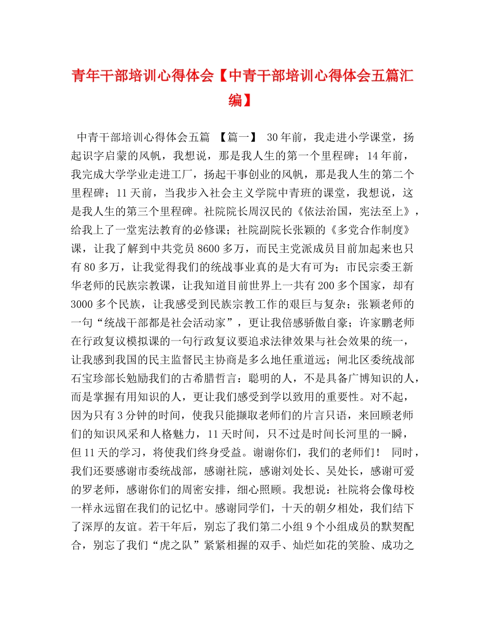 青年干部培训心得体会【中青干部培训心得体会五篇汇编】 _第1页