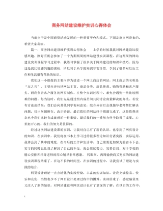 商务网站建设维护实训心得体会 