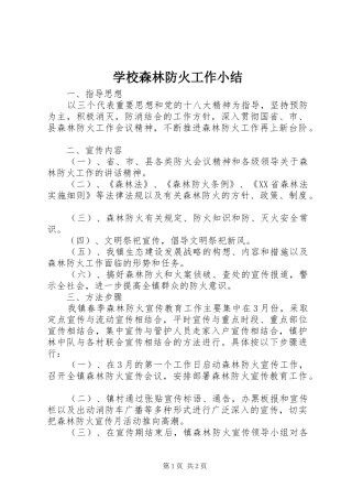学校森林防火工作小结 