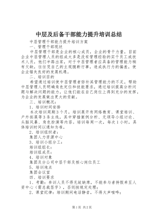中层及后备干部能力提升培训总结 