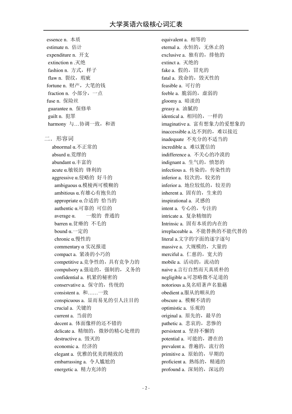 (完整版)大学英语六级核心词汇表 _第2页