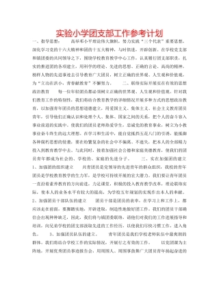 实验小学团支部工作参考计划 