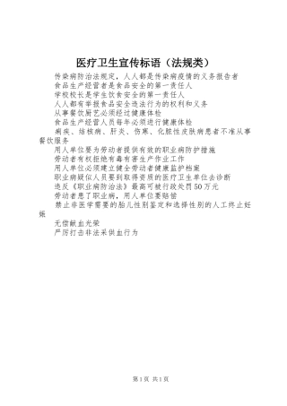 医疗卫生宣传标语（法规类）