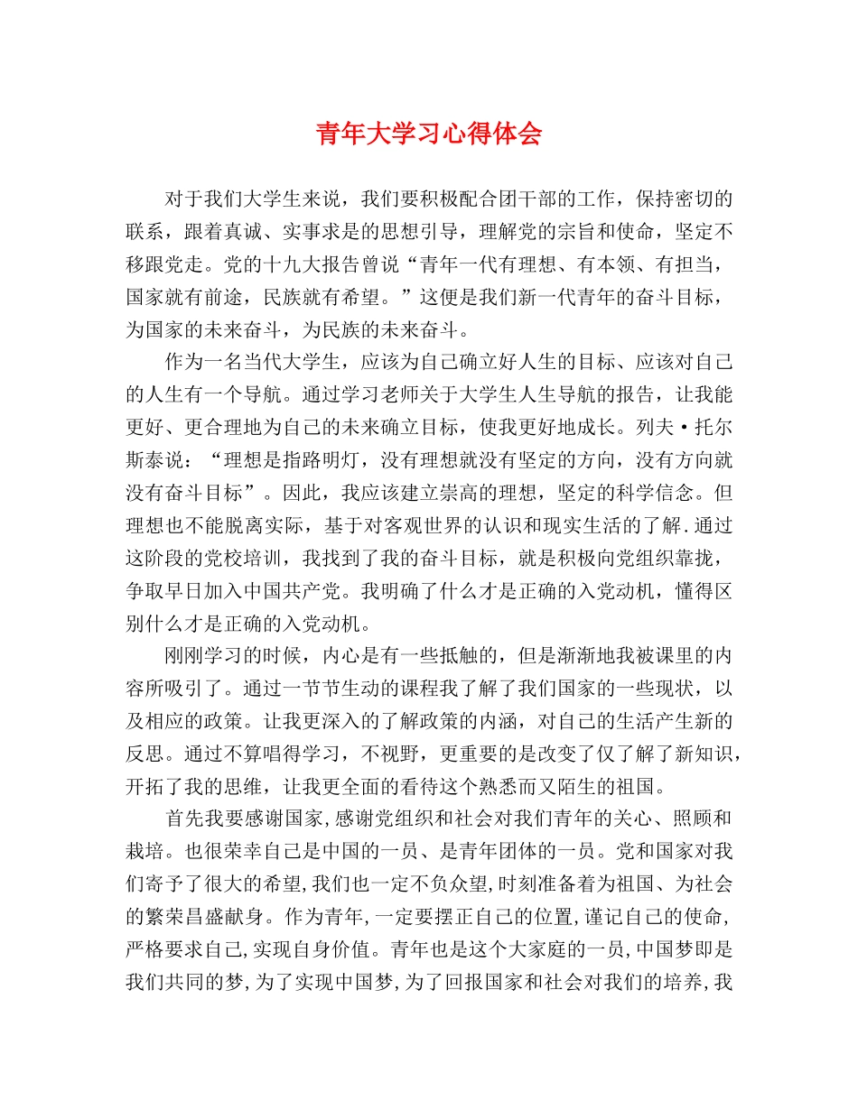青年大学习心得体会 _第1页
