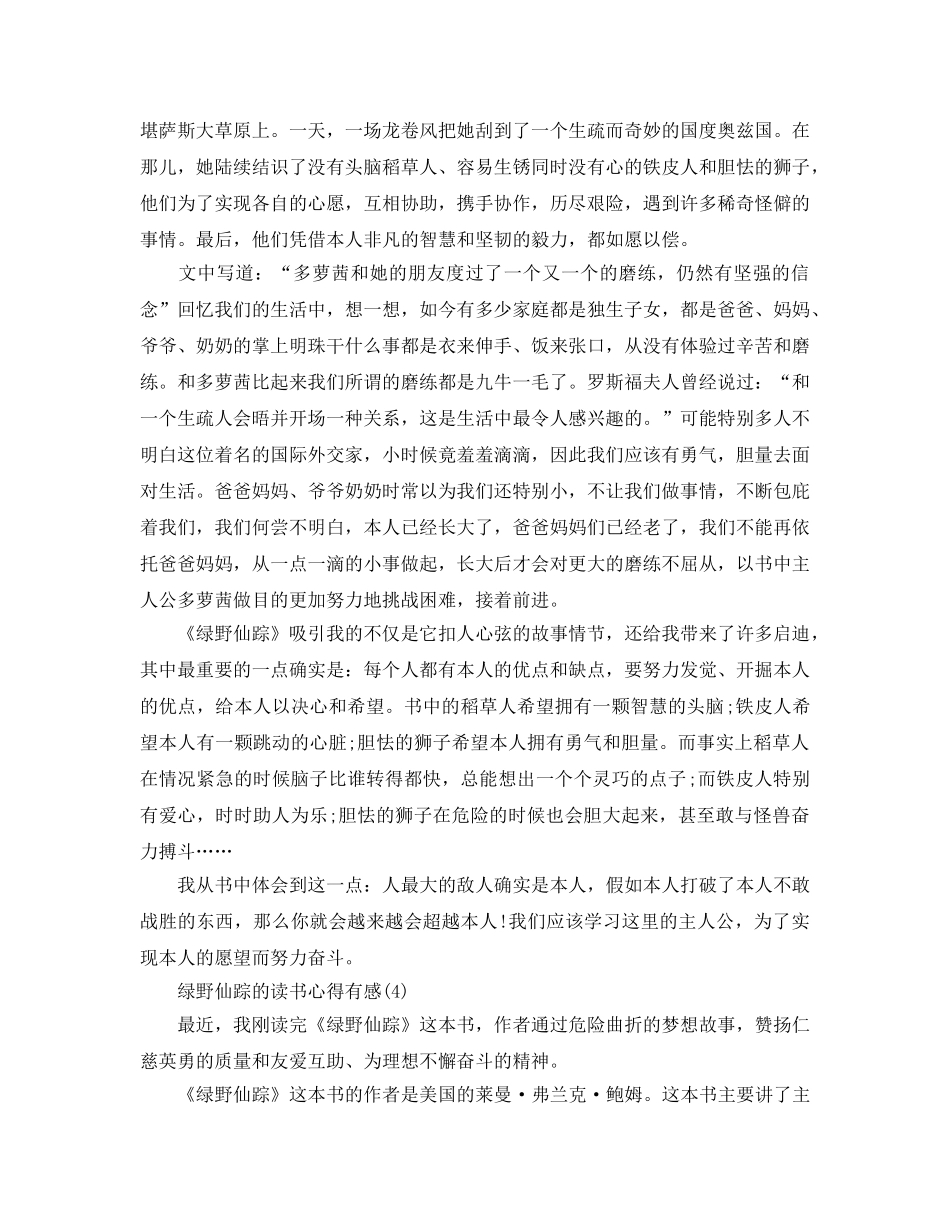 绿野仙踪的读书参考心得有感5篇 _第3页