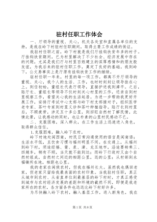 驻村任职工作体会