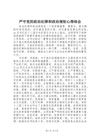 严守党的政治纪律和政治规矩体会心得