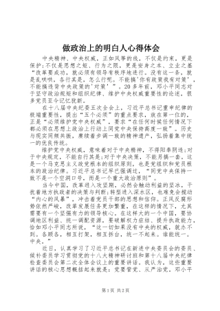 做政治上的明白人体会心得