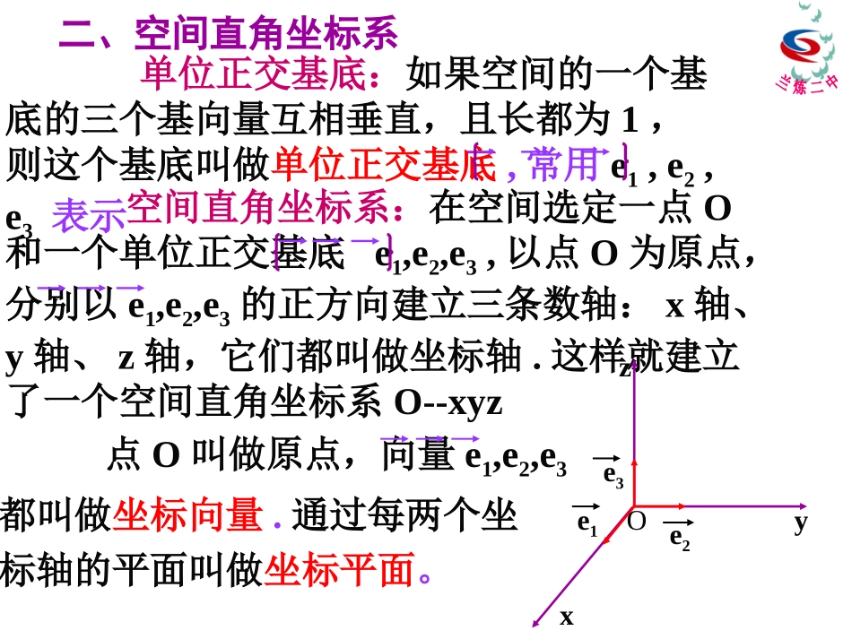 空间向量的正交分解及其坐标表示_第3页