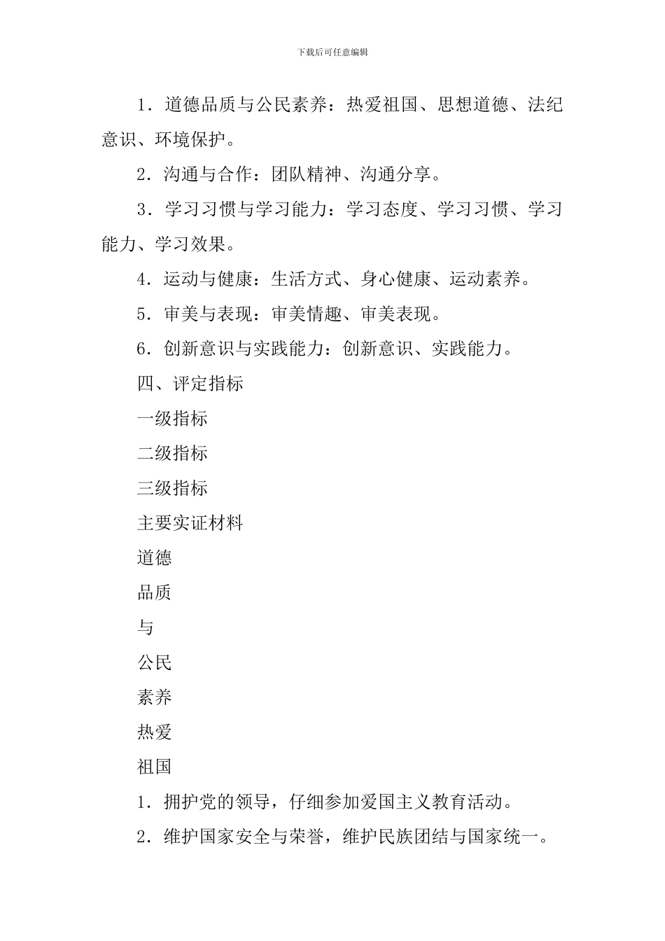 南通市初中学生综合素质评定实施方案_第3页