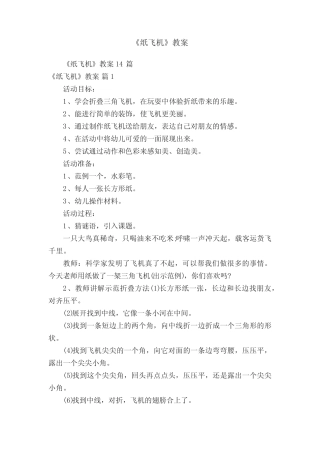 《纸飞机》教案 
