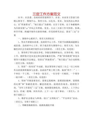 三定工作方案范文 