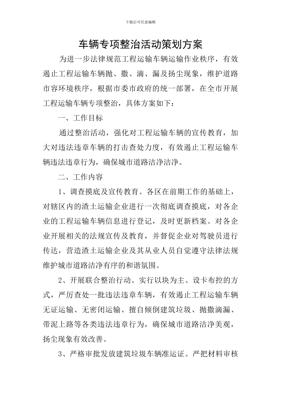 车辆专项整治活动策划方案_第1页