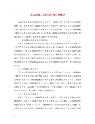 社区加强三支队伍学习心得体会 