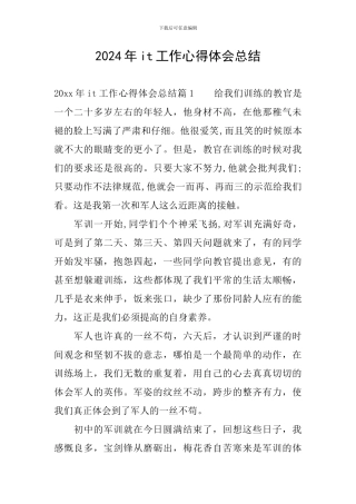 2024年it工作心得体会总结