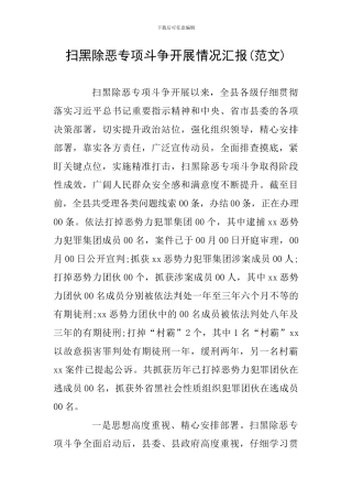 扫黑除恶专项斗争开展情况汇报