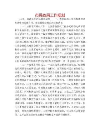 市民政局工作规划 