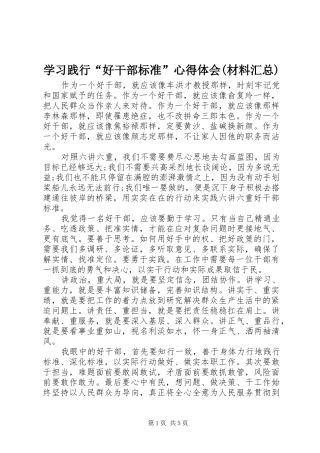 学习践行“好干部标准”心得体会(材料汇总) 