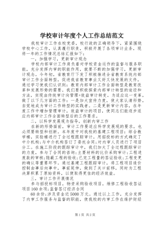 学校审计年度个人工作总结范文 