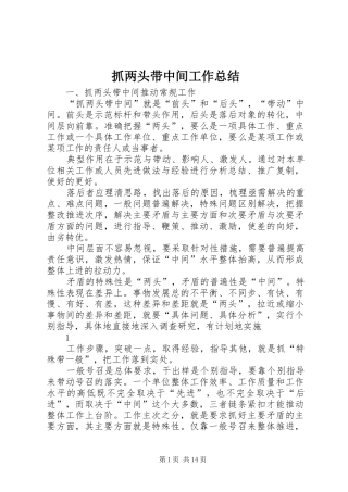 抓两头带中间工作总结 