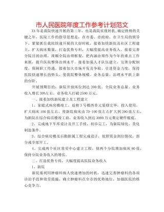 市人民医院年度工作参考计划范文 