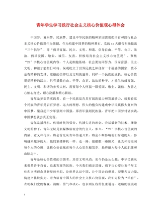 青年学生学习践行社会主义核心价值观心得体会 