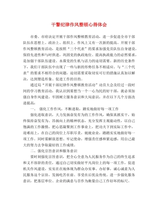 干警纪律作风整顿心得体会 