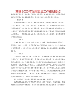 某镇2020年发展党员工作规划要点 
