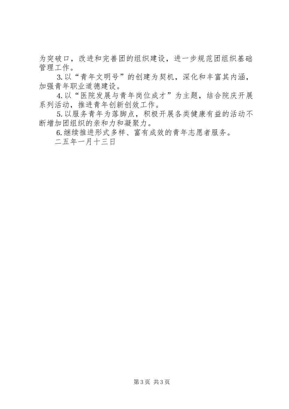 医院团委二○○四年工作总结及二○○五年工作要点 _第3页