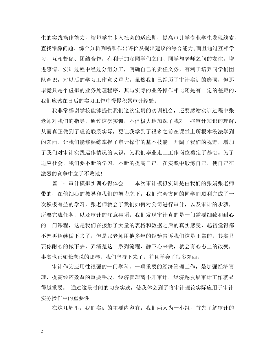审计模拟实训心得_审计模拟实习心得体会怎么写 _第2页