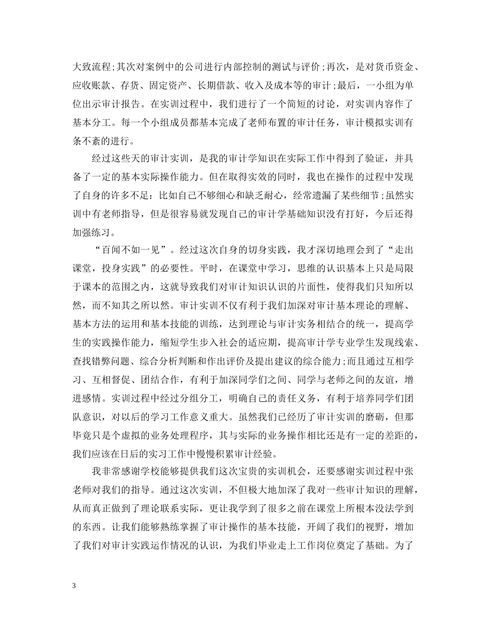 审计模拟实训心得_审计模拟实习心得体会怎么写 _第3页