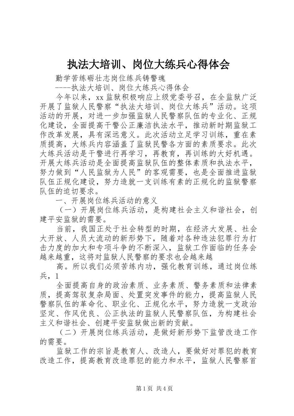 执法大培训、岗位大练兵体会心得_第1页