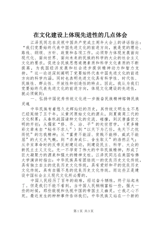 在文化建设上体现先进性的几点体会