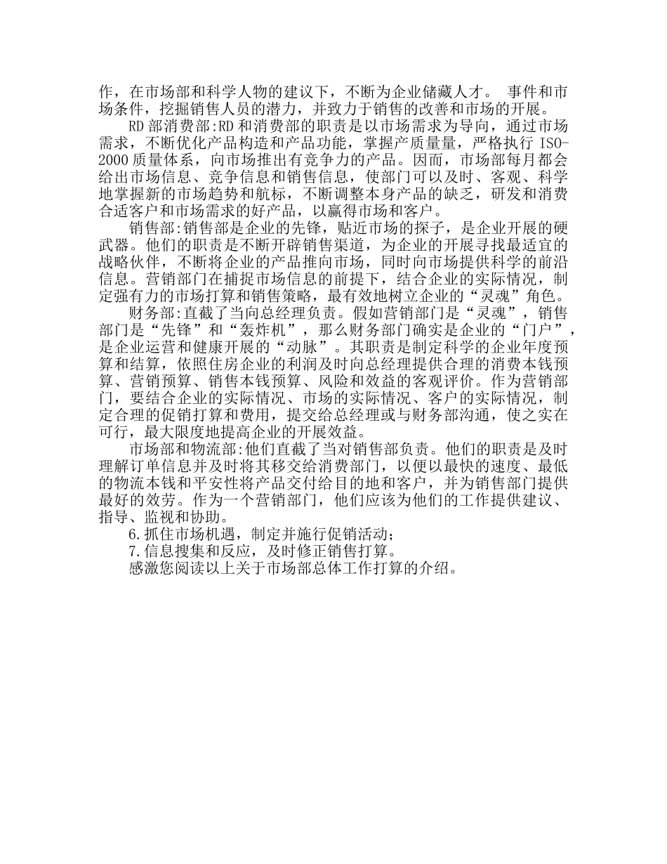 市场部整体工作参考计划安排 _第2页